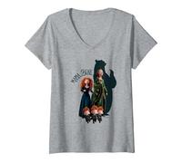 Femme Disney and Pixar's Brave Merida Mama Bear T-Shirt avec Col en V, Gris Chiné, XXL