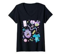 Femme Disney and Pixar's Monsters, Inc. Coquette Collage T-Shirt avec Col en V