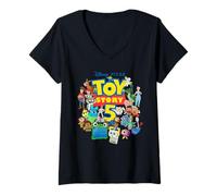 Femme Disney and Pixar's Toy Story 5 Logo & Character Collage T-Shirt avec Col en V