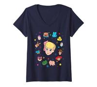 Femme Disney and Pixar's Toy Story Bo Peep Big Face Collage T-Shirt avec Col en V