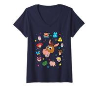 Femme Disney and Pixar's Toy Story Bullseye Big Face Collage T-Shirt avec Col en V