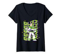 Femme Disney and Pixar's Toy Story Buzz Lightyear Groovy Logo T-Shirt avec Col en V