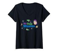 Femme Disney and Pixar's Toy Story Buzz Lightyear My First Mission T-Shirt avec Col en V