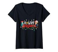 Femme Disney and Pixar's Toy Story Howdy Holidays Woody & Jessie T-Shirt avec Col en V