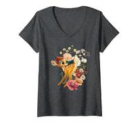 Femme Disney Bambi Meadow T-Shirt avec Col en V
