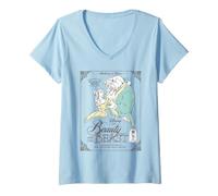 Femme Disney Beauty and the Beast 35th Anniversary Belle Dance Art T-Shirt avec Col en V