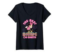 Femme Disney Best Bride on Earth Mickey & Minnie Honeymoon Trip T-Shirt avec Col en V