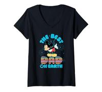 Femme Disney Best Dad on Earth Mickey & Minnie Family Trip T-Shirt avec Col en V