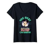 Femme Disney Best Kid on Earth Mickey & Minnie Family Trip T-Shirt avec Col en V