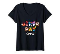 Femme Disney Birthday Crew Mickey Mouse and Friends Letters T-Shirt avec Col en V