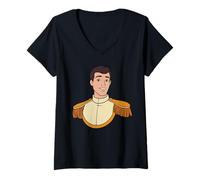 Femme Disney Cinderella Prince Charming Big Face Costume T-Shirt avec Col en V