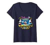 Femme Disney Cruise Mickey & Minnie Group Vacation 2025 Matching T-Shirt avec Col en V