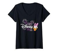 Femme Disney Daisy Duck My First Disney Trip 2026 Vacation T-Shirt avec Col en V