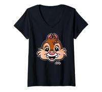 Femme Disney Dale Big Face Chip 'n Dale Chipmunk Trip Matching T-Shirt avec Col en V