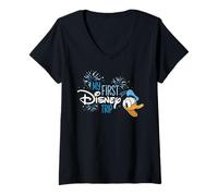 Femme Disney Donald Duck My First Disney Trip Family Vacation T-Shirt avec Col en V