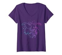 Femme Disney Dumbo Stay Fly Line Art Gradient T-Shirt avec Col en V, Violet, L