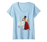 Femme Disney Encanto Dolores Is In The Group Chat T-Shirt avec Col en V, Bleu Céleste, XL