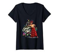 Femme Disney Encanto Dolores Is In The Group Chat T-Shirt avec Col en V, Noir, M