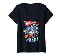 Femme Disney FAN-tastic Dad Mickey Mouse Goofy Sports Father's Day T-Shirt avec Col en V
