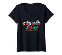 Femme Disney Grandma First Christmas 2025 Holiday Family Trip T-Shirt avec Col en V