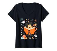 Femme Disney Halloween Mickey Mouse Cute Vampire Costume Collage T-Shirt avec Col en V