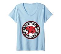 Femme Disney High School Musical La comédie musicale La série Wildcat T-Shirt avec Col en V, Bleu Céleste, L