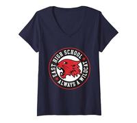 Femme Disney High School Musical La comédie musicale La série Wildcat T-Shirt avec Col en V, Bleu Marine, XL