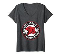 Femme Disney High School Musical La comédie musicale La série Wildcat T-Shirt avec Col en V, Chiné Foncé, S