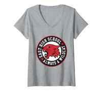 Femme Disney High School Musical La comédie musicale La série Wildcat T-Shirt avec Col en V, Gris Chiné, XXL