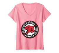 Femme Disney High School Musical La comédie musicale La série Wildcat T-Shirt avec Col en V, Rose, M