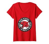 Femme Disney High School Musical La comédie musicale La série Wildcat T-Shirt avec Col en V, Rouge, S