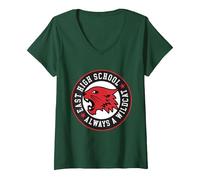 Femme Disney High School Musical La comédie musicale La série Wildcat T-Shirt avec Col en V, Vert Forêt, S