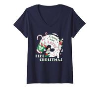 Femme Disney It's Beginning to Look a Latte Like Christmas Coffee T-Shirt avec Col en V