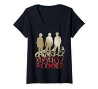 Femme Disney Jonas Brothers Christmas Merry & Cool Holiday T-Shirt avec Col en V