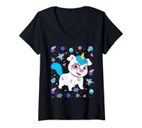 Femme Disney Jr. Sofia the First Pepper Puppycorn Big Pose Collage T-Shirt avec Col en V