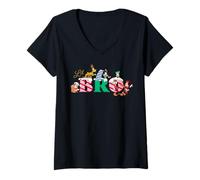 Femme Disney Lil Bro Candy Cane Holiday Christmas Family Trip Gift T-Shirt avec Col en V