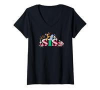 Femme Disney Lil Sis Candy Cane Holiday Christmas Family Trip Gift T-Shirt avec Col en V
