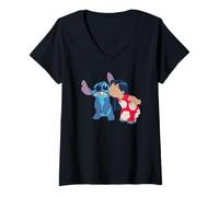 Femme Disney Lilo and Stitch Funny Kisses T-Shirt avec Col en V