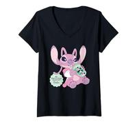 Femme Disney Lilo & Stitch Angel My Emotional Support Boba Tea T-Shirt avec Col en V