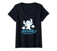Femme Disney Lilo & Stitch Cute Cosmic Stitch 626 Big Chest Logo T-Shirt avec Col en V