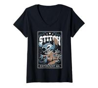 Femme Disney Lilo & Stitch Experiment 626 Vintage Tarot Poster T-Shirt avec Col en V