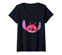 Femme Disney Lilo & Stitch Leroy Experiment 629 Villain Big Face T-Shirt avec Col en V