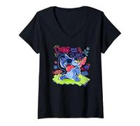 Femme Disney Lilo & Stitch Make Your Own Rules Colorful Sketch T-Shirt avec Col en V