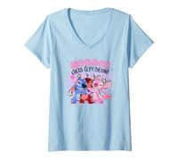 Femme Disney Lilo & Stitch Nobody Gets Left Behing Sketch Big Logo T-Shirt avec Col en V