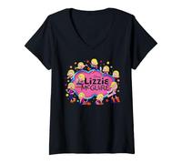 Femme Disney Lizzie McGuire Cartoon Lizzie Multi-Poses and Logo T-Shirt avec Col en V