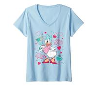 Femme Disney Mickey And Friends Daisy Duck Around Her Iconic Items T-Shirt avec Col en V