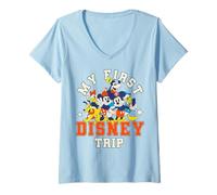 Femme Disney Mickey And Friends My First Disney Trip Classic Toons T-Shirt avec Col en V