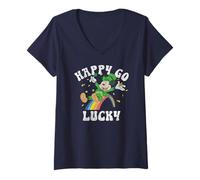 Femme Disney Mickey and Friends St. Patrick's Day Happy Go Lucky T-Shirt avec Col en V