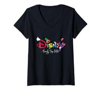 Femme Disney Mickey & Friends Character Letters Family Trip 2026 T-Shirt avec Col en V