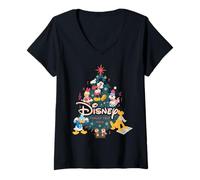 Femme Disney Mickey & Friends Christmas Holiday Family Trip 2025 T-Shirt avec Col en V